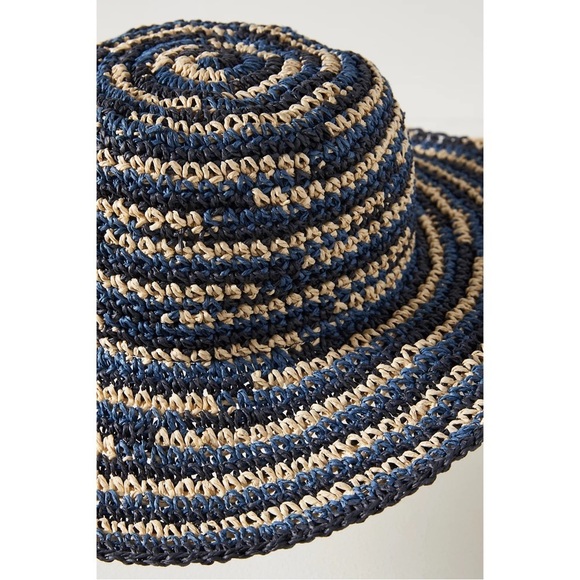 NWT Anthropologie San Diego Hat Company Blue  Space Dye Floppy Sun Hat Anthropologie San Diego Hat Co Blue Straw Bucket Sun Hat  main image 2